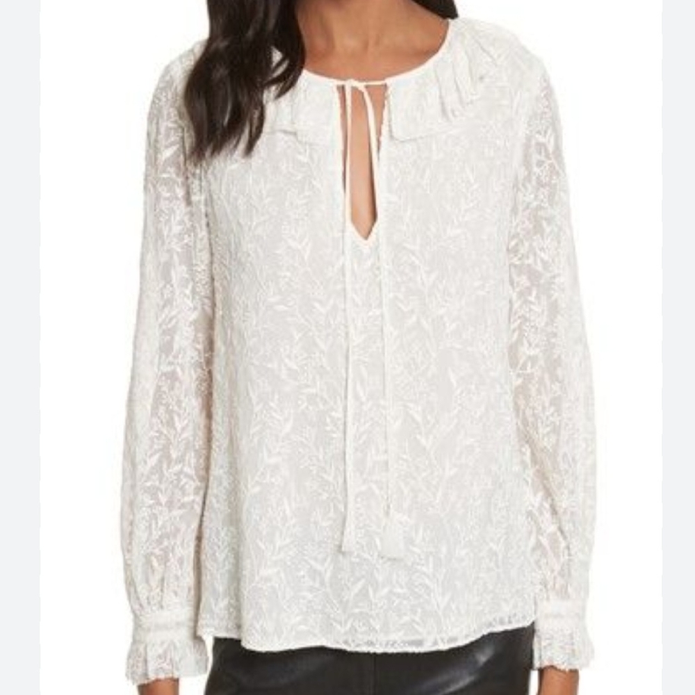 Rebecca Taylor Textured Vines Silk‎ Blouse – Style No. 5490263